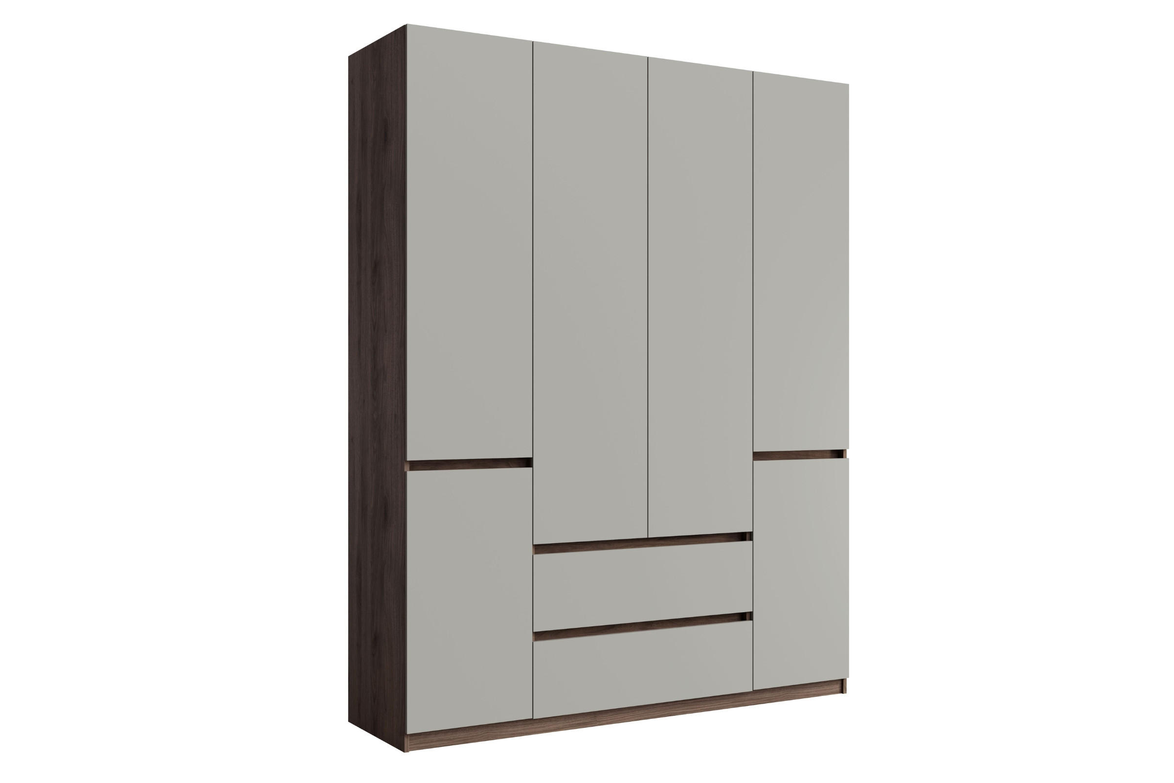 Deine Möbel 24 Drehtürenschrank Grau, Nussbaum 180x231x52 cm