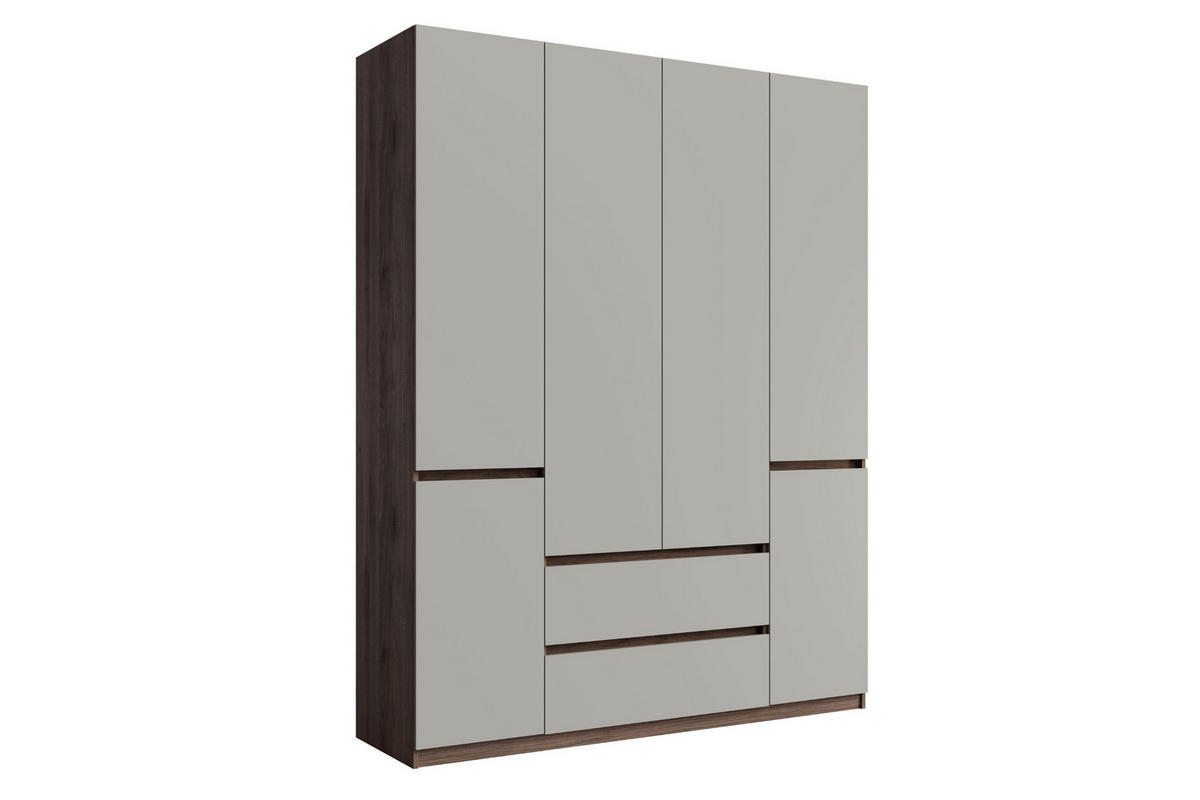 DREHTÜRENSCHRANK MADERA 180/231/52 cm in Grau/Nussbaum - Nussbaumfarben/Grau, Holzwerkstoff (180/231/52cm) - Deine Möbel 24