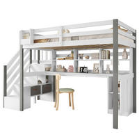 HOCHBETT 90/200 cm Weiß/Grau mit Schreibtisch und Stauraum - Weiß, Holz (90/200cm) - Flora Grace