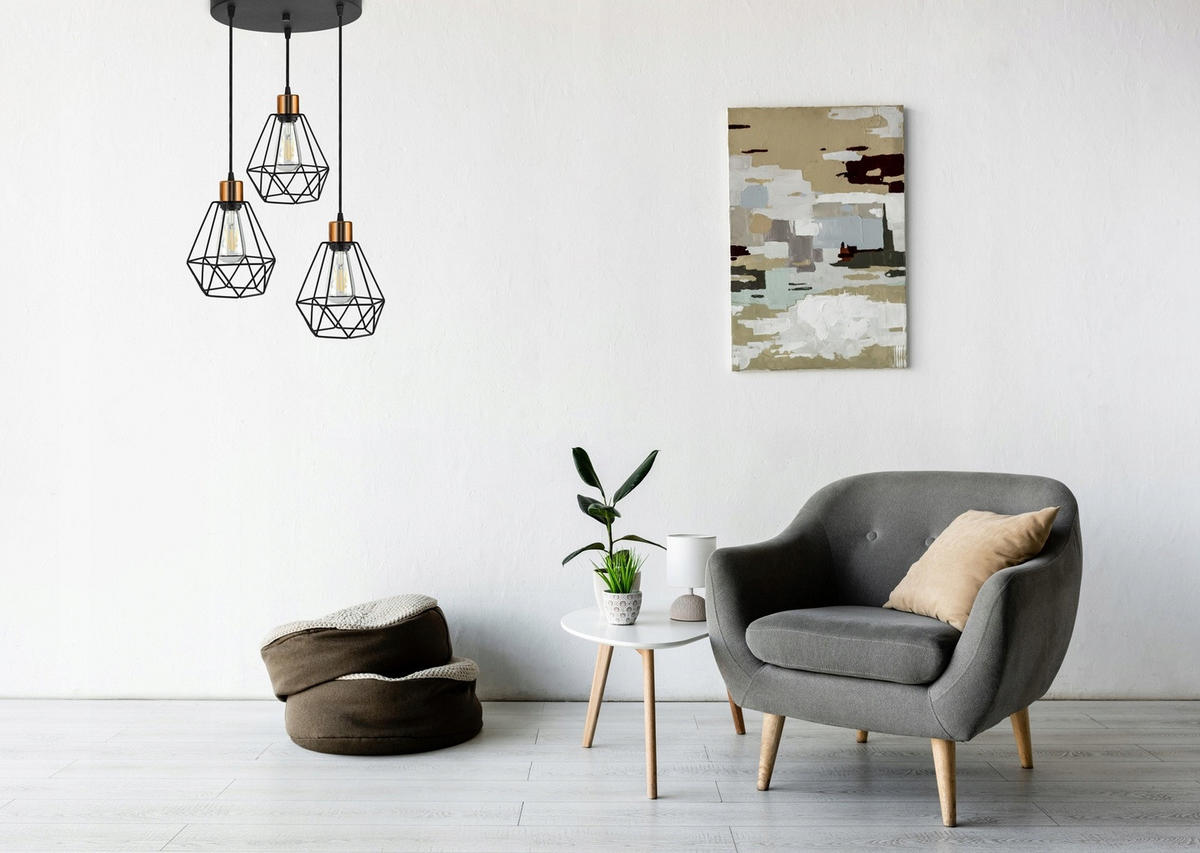 PENDELLEUCHTE EDISON II - Goldfarben/Schwarz, Metall (45/45/100cm) - kiki design