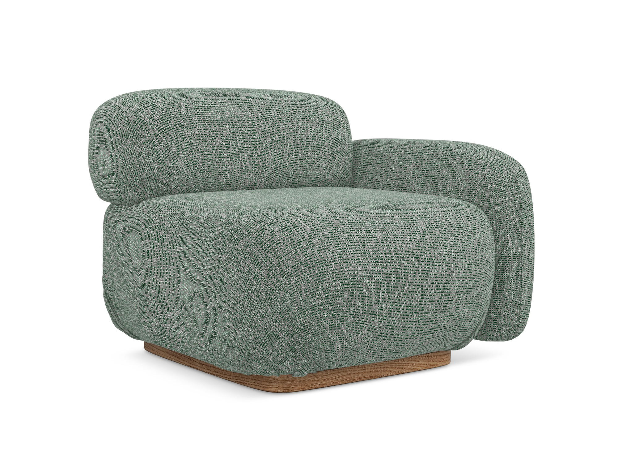 SOFAELEMENT Rechts Strukturstoff Stoff Grün - Braun/Hellgrün, Holz/Textil (95/73/95cm) - Makamii