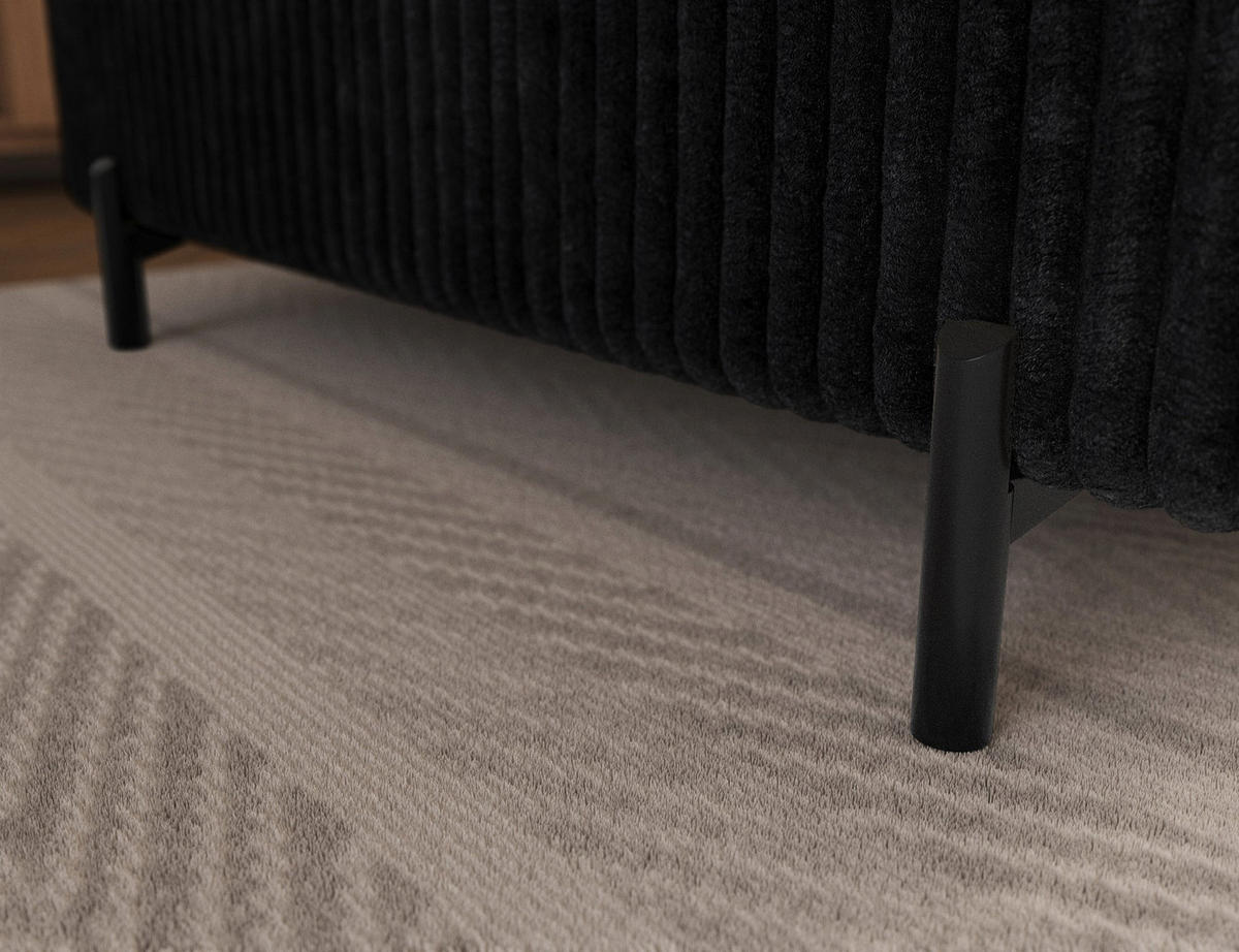 ECKSOFA COLESIO L-Form, Schlaffunktion, Bettkasten, verstellbare Kopfstützen, Wellenfederung, Metallfüße, breiter Cordstoff - Schwarz, Kunststoff/Metall (204/269cm) - Wohnideebilder