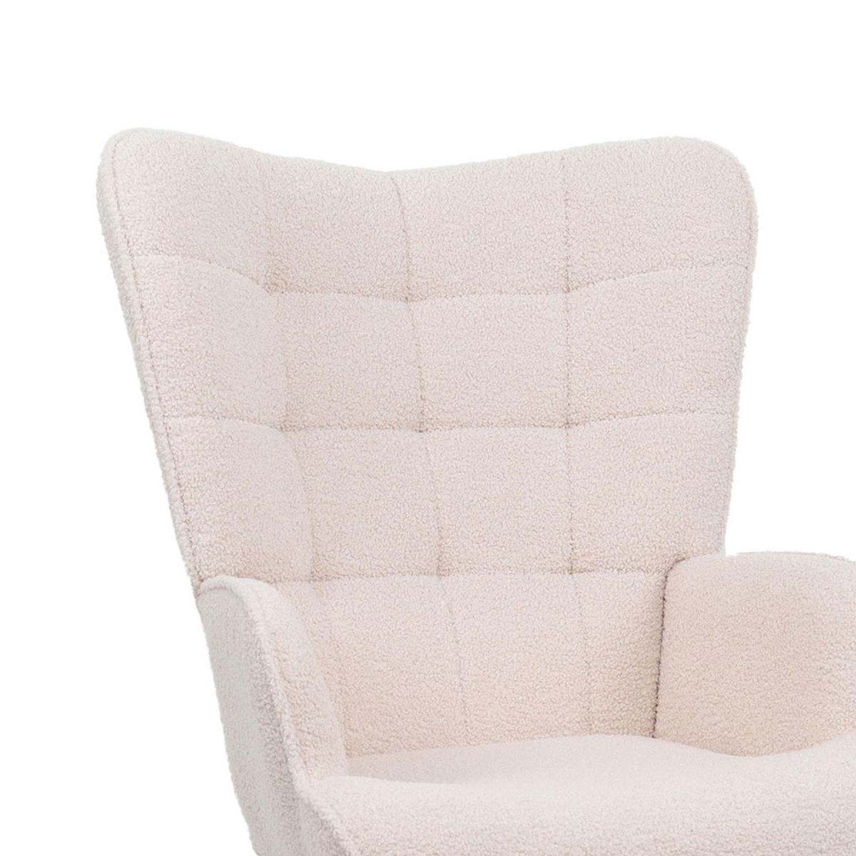 SCHAUKELSTUHL Luna Skandinavischer aus beigem Frottee mit Nähten - Beige/Akaziefarben, Holz/Holzwerkstoff (67/91/85.5cm) - Sicaan
