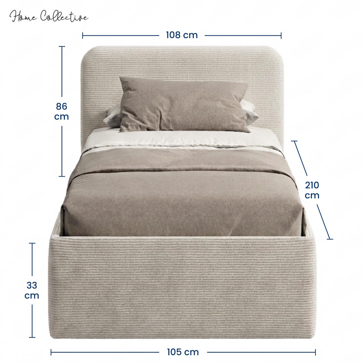POSLTERBETT mit Bonnell-Matratze 100x200 cm in Hellbeige - Beige, Holzwerkstoff/Textil (100/200cm) - Home Collective