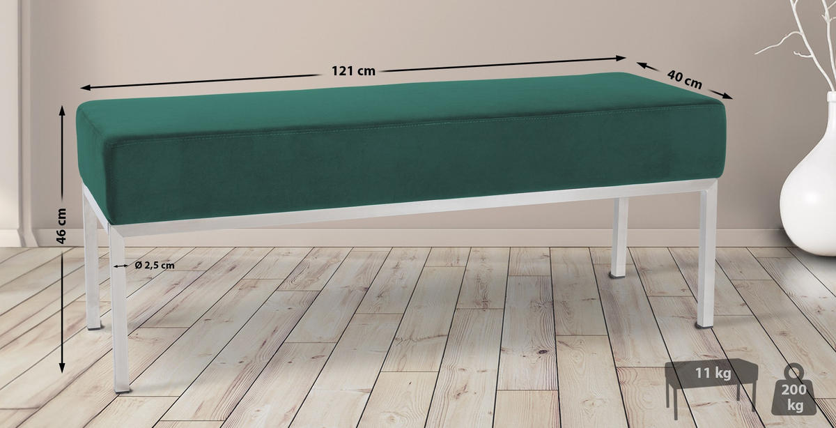 SITZBANK Lemgo - 3er Set grün - Grün, Metall (121/46/40cm) - TPFLiving