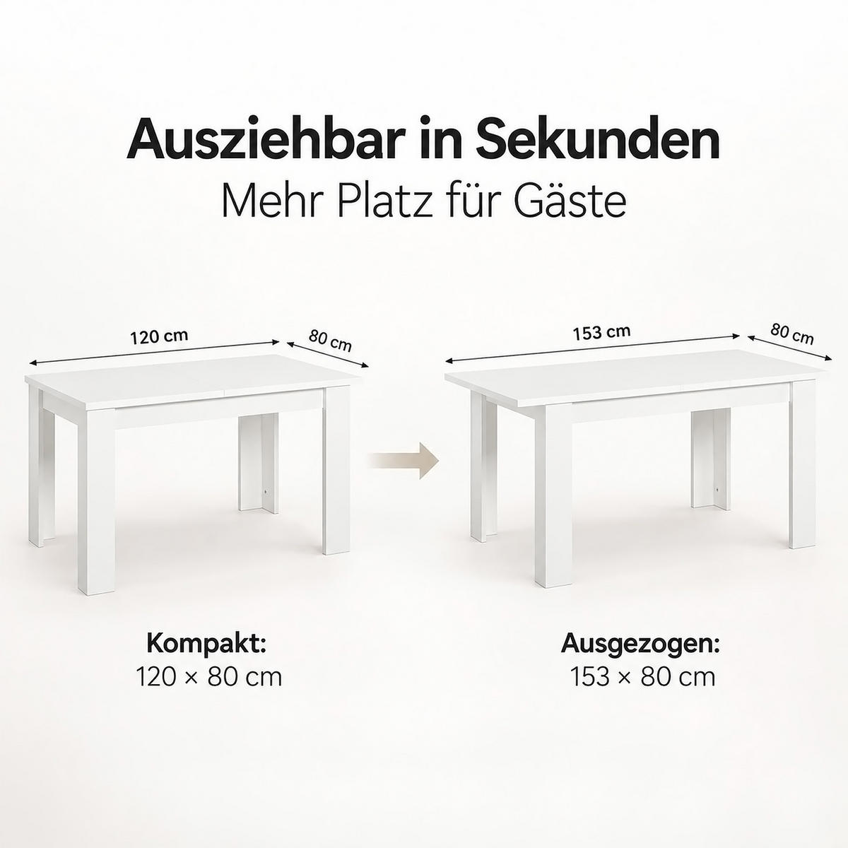 TISCHGRUPPE 120/80 cm Weiß mit 4 Stühlen schwarz - Beige/Schwarz, Holz/Kunststoff (80/80/120cm) - Homestyle4u