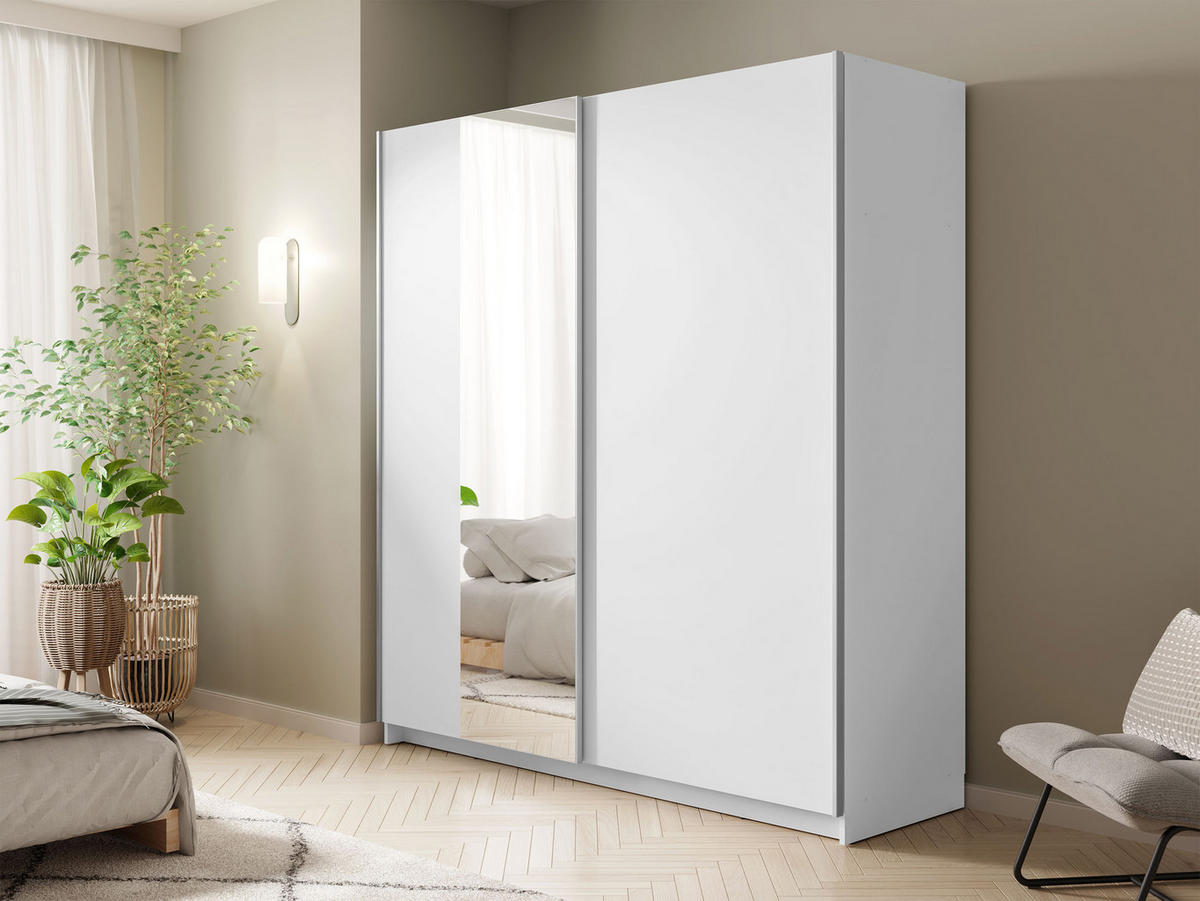 SCHIEBETÜRENSCHRANK Gizerto - Schwarz/Weiß, Holzwerkstoff/Kunststoff (181/198/62cm) - MIRJAN24