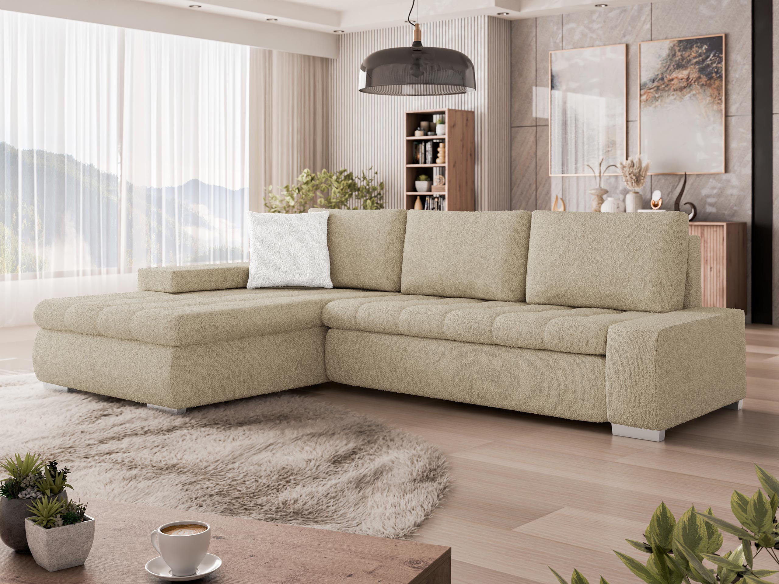 ECKSOFA Orkan Mini Premium - Naturfarben, Holz/Textil (265/185cm) - MIRJAN24