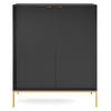HIGHBOARD Vellore Schwarz mit goldenen Metallbeinen 104 cm - Goldfarben/Schwarz, Holzwerkstoff/Metall (104/125/39cm) - Selsey