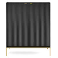 HIGHBOARD Vellore Schwarz mit goldenen Metallbeinen 104 cm - Goldfarben/Schwarz, Holzwerkstoff/Metall (104/125/39cm) - Selsey