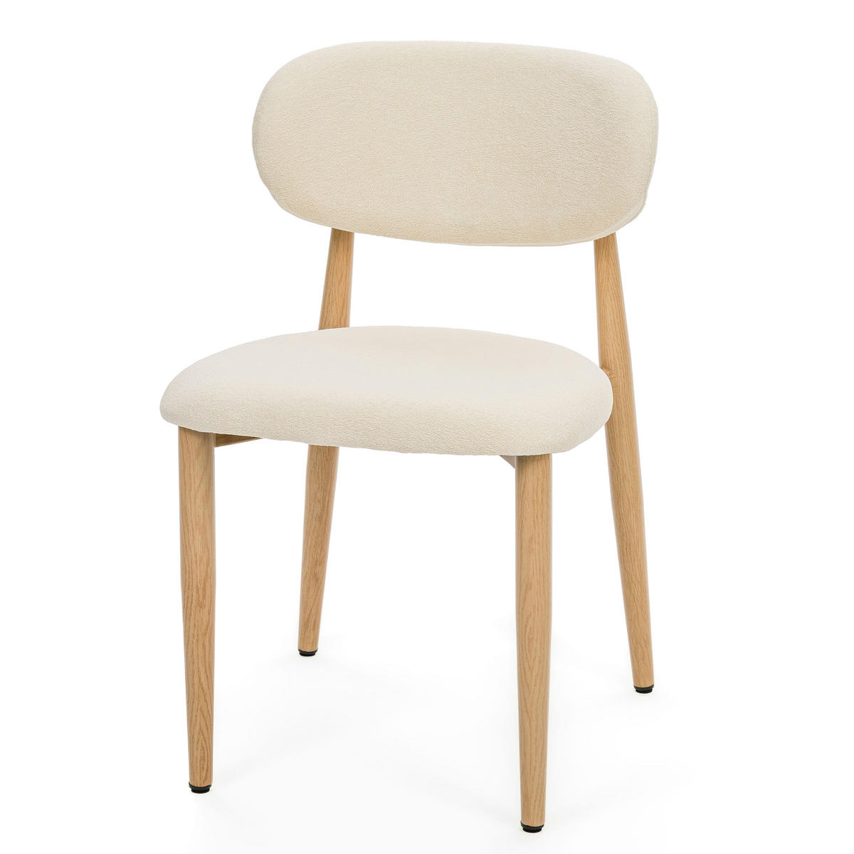 STUHL ALMO gepolstert Beine in Holzoptik - creme - Boucle - Eichefarben/Creme, Textil/Metall (47/77/54cm) - NEW HOME
