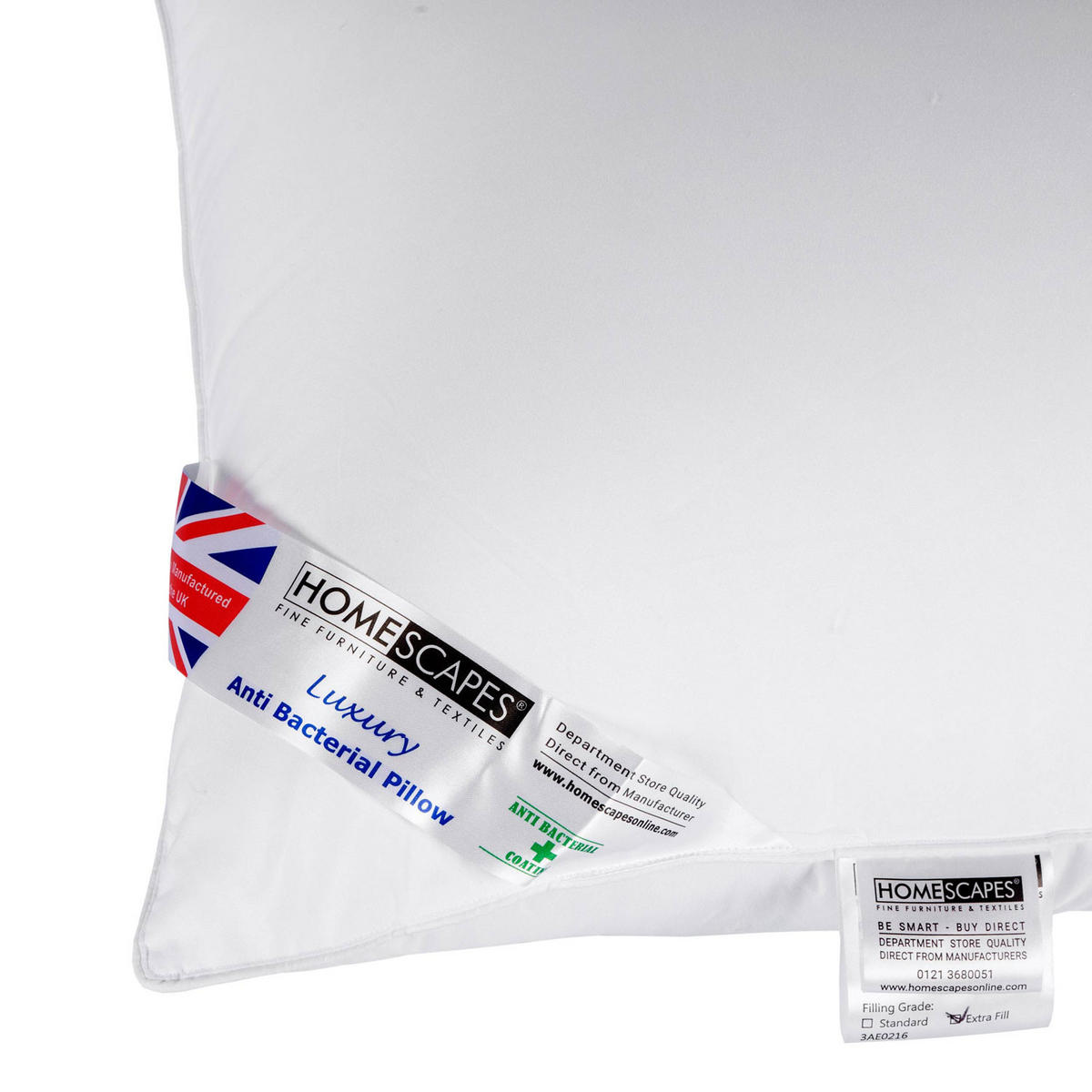 KOPFKISSEN extra prall, Super-Mikrofaser antibakteriell 48/74 cm - Weiß, Textil (48/74cm) - Homescapes