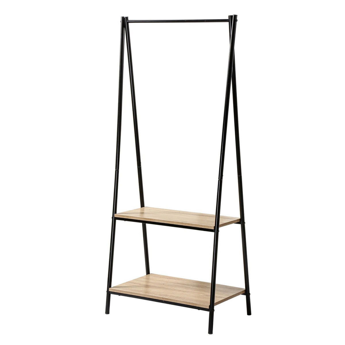 GARDEROBENSTÄNDER mit 2 Regalen - 64.5/40/151 cm - Schwarz, Metall (40/151/64.5cm) - Calicosy