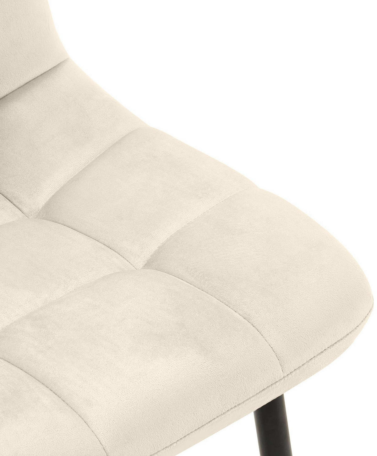 STUHL 4er Set Samt Creme - Creme/Schwarz, Textil/Metall (45/84/55cm) - CLP