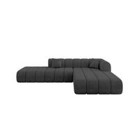 ROHOVÁ SEDAČKA s otomanem, pravá BILA-L 289x176x71 Tmavě šedá Velur - černá/tmavě šedá, kompozitní dřevo/textil (289/176cm) - ALTDECOR