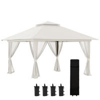 FALTPAVILLON 392/392/283 cm höhenverstellbar mit Doppeldach, UV50+-Schutz und Oxford-Polyesterdach, Cremeweiß - Weiß, Textil (392/283/392cm) - Redom