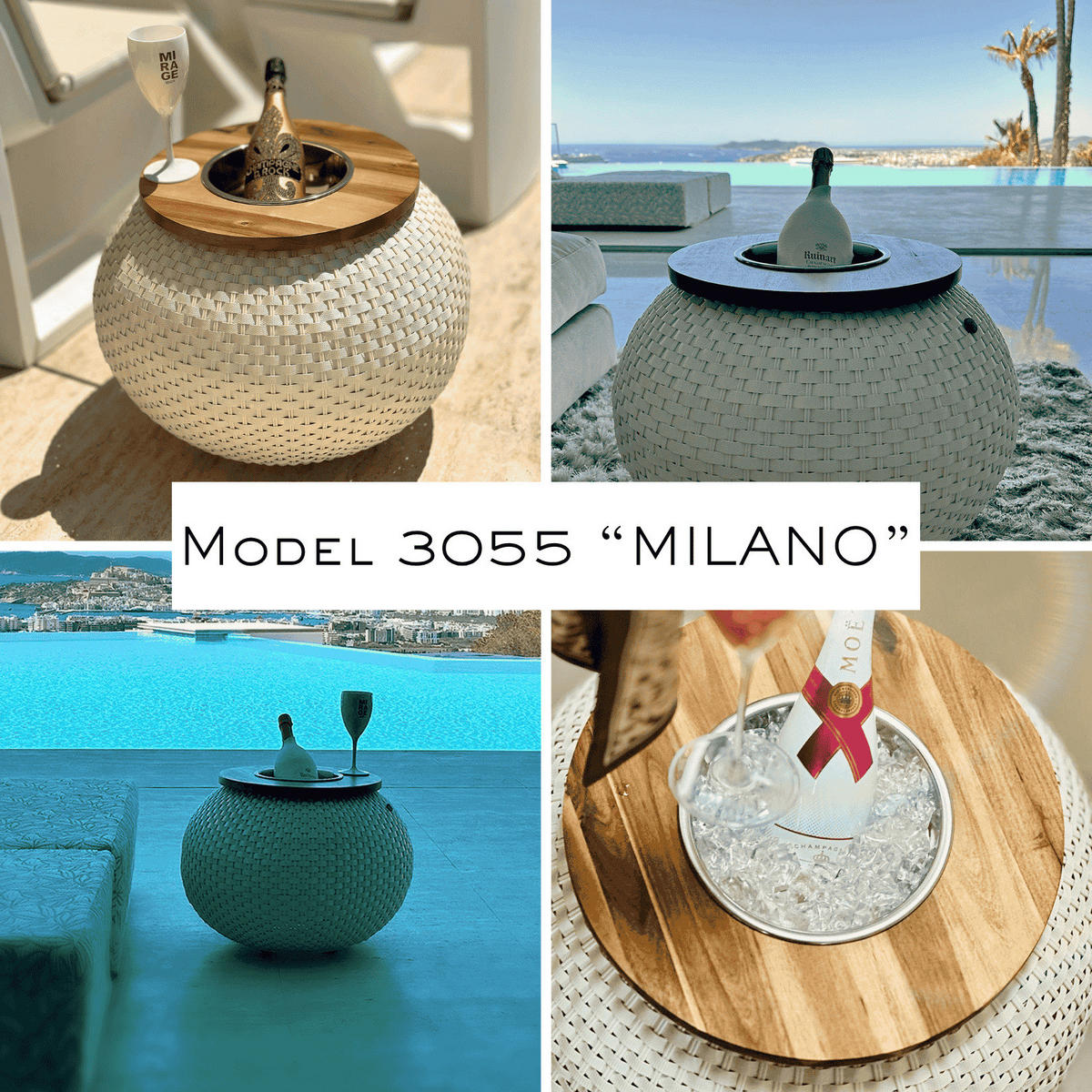 BEISTELLTISCH MIT EDELSTAHL-KÜHLER Milano Anthrazit/Champagner 40 cm - Champagner/Anthrazit, Kunststoff (55/55/40cm) - COOTAB Cooler Table