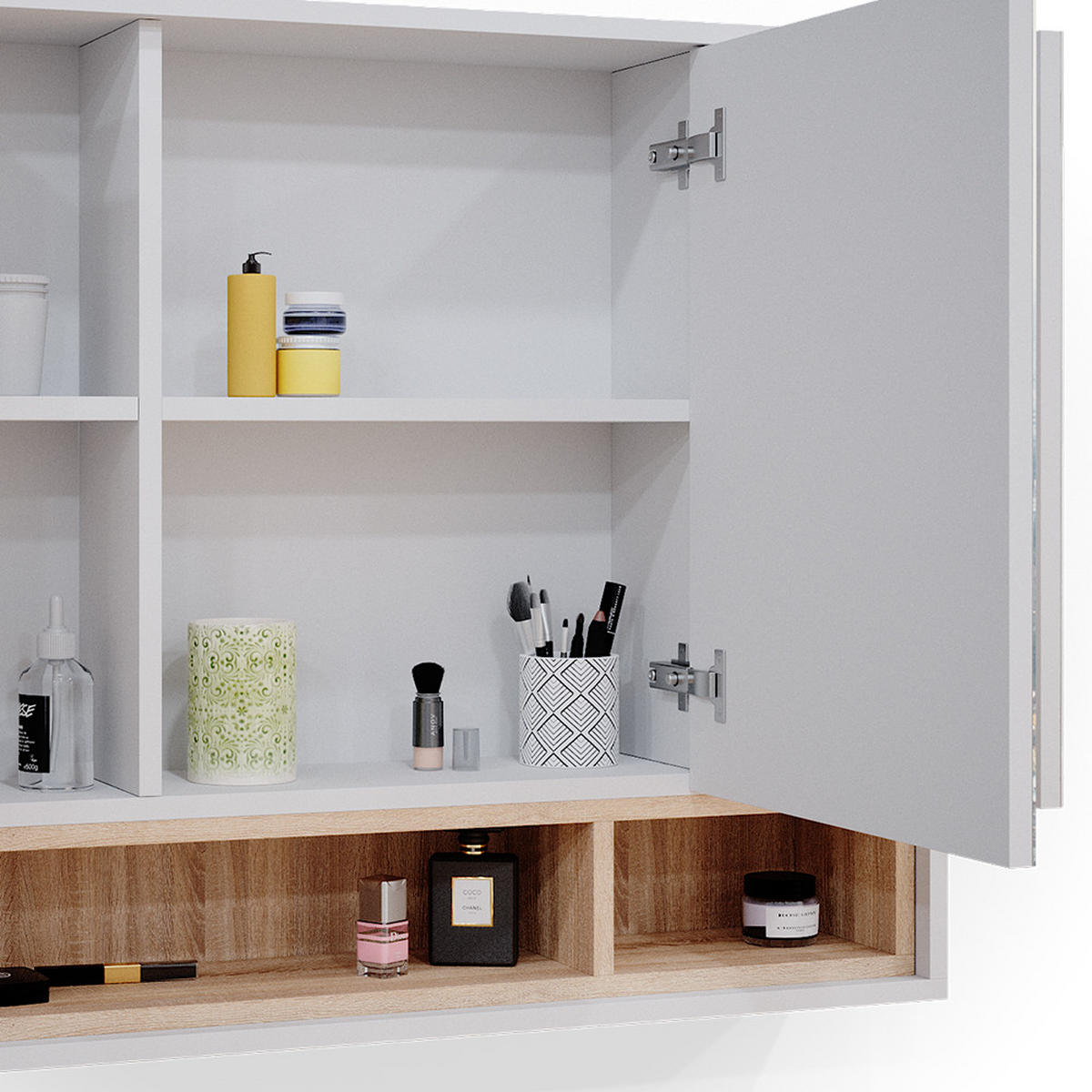 BADSPIEGELSCHRANK Beatrice Weiß 80 x 72 cm - Weiß, Holzwerkstoff (80/72/20cm) - Vicco