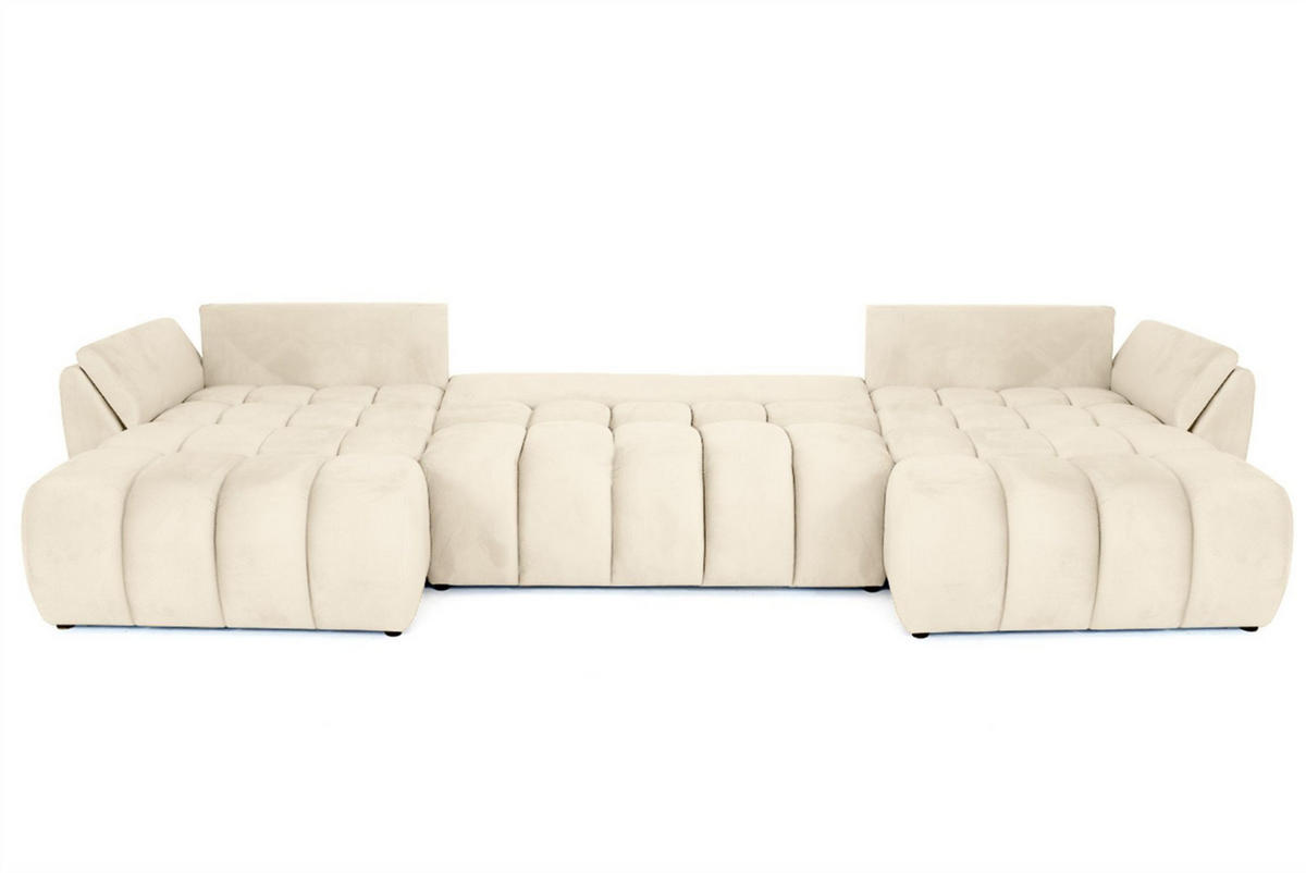 WOHNLANDSCHAFT Collin Mit Schlaffunktion - Beige, Holzwerkstoff/Textil (382/85/185cm) - Fun Möbel