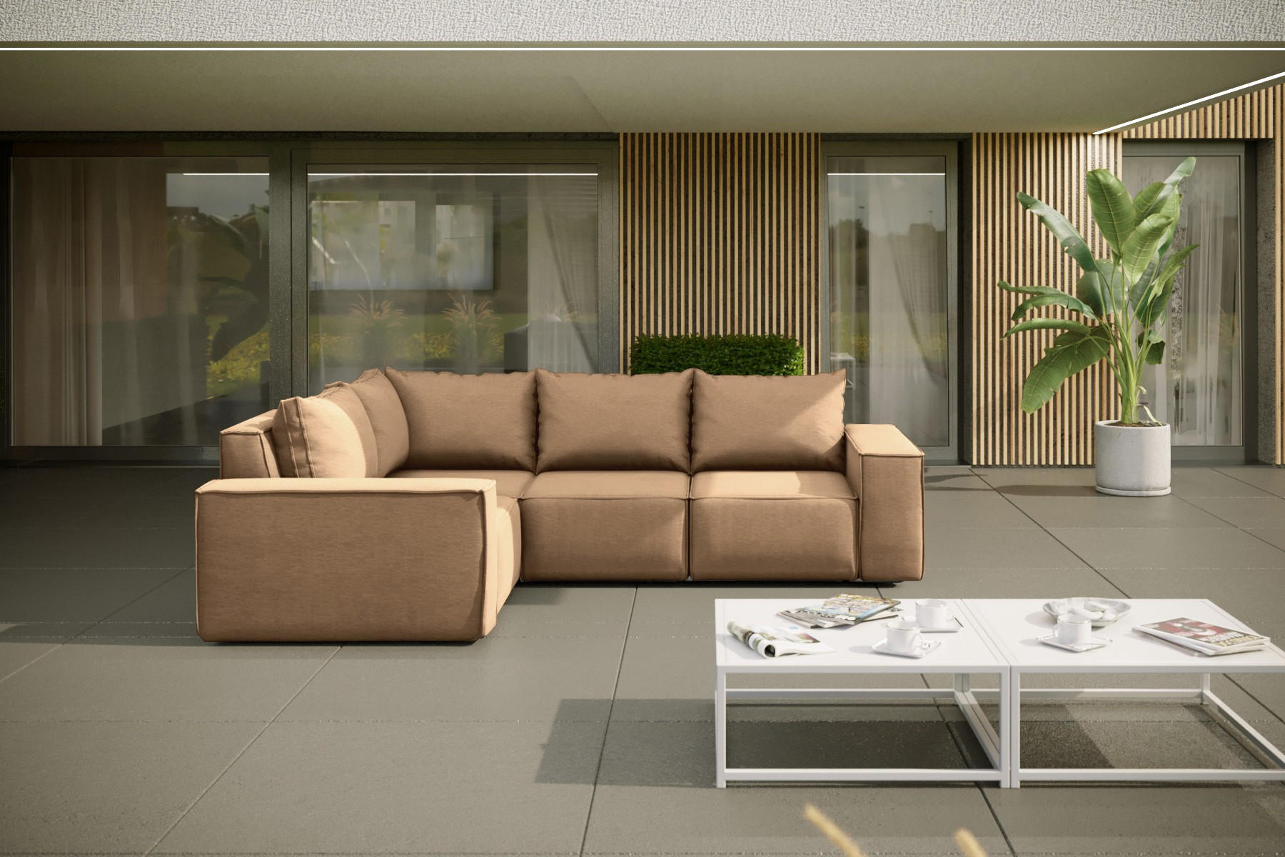 GARTENECKSOFA Für Den Garten SONNE Cappucino Rechts - Cappuccino, Holz (181/73/246cm) - Kaiser Möbel