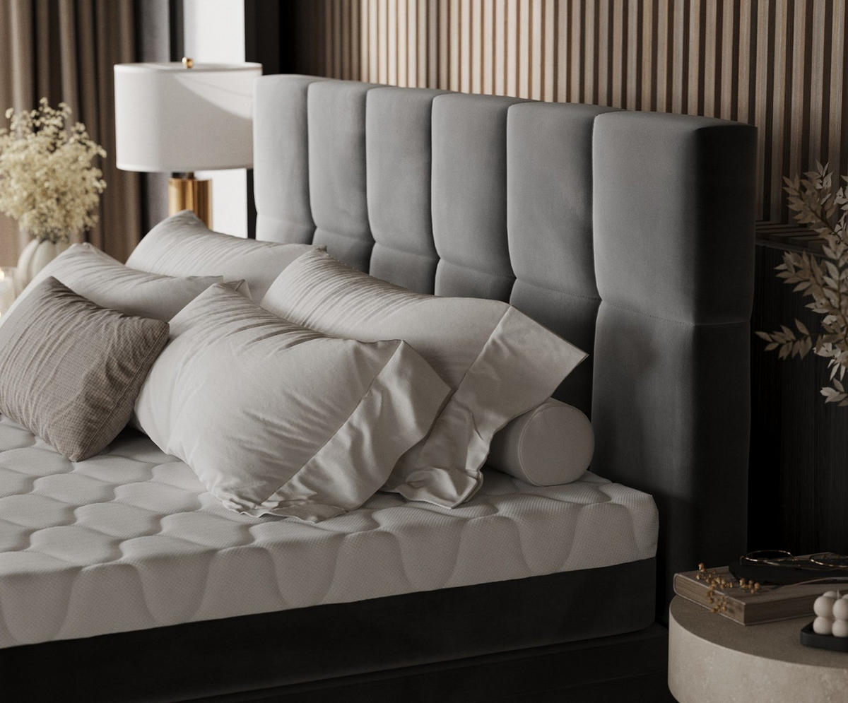 BOXBETT Elano 180/200 cm Grau im Kronos Stoff - Schwarz/Grau, Holz/Holzwerkstoff (180/200cm) - AltaBeds