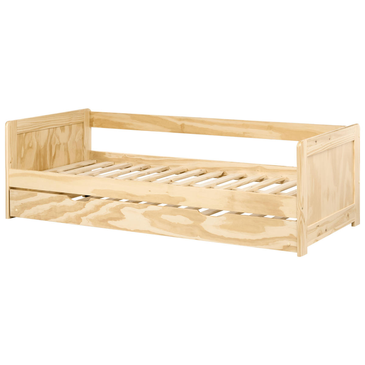 VYSOUVACÍ POSTEL Borovicové dřevo 90/200 cm Světle hnědá Gravelines - hnědá, dřevo (90/200cm) - Beliani