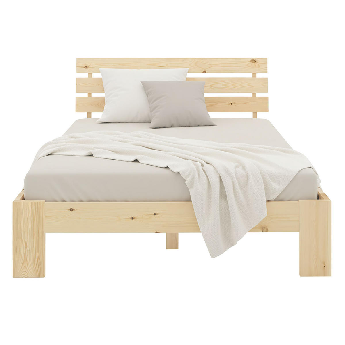 HOLZBETT mit Matratze 120/200 cm natur - Braun, Holz (120/200cm) - Homestyle4u