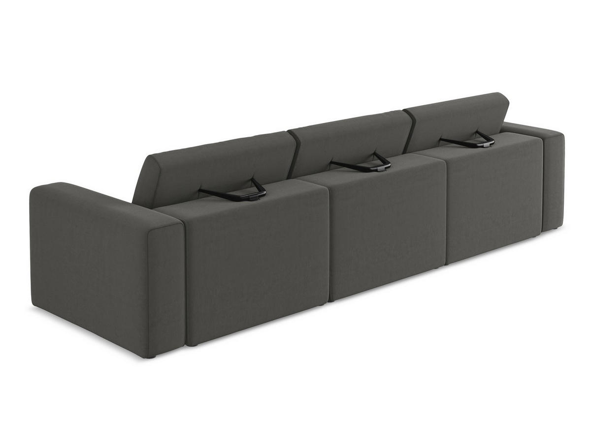4-SITZER-SOFA Samt Stoff Grau - Dunkelgrau/Schwarz, Kunststoff/Textil (314/80/103cm) - Makamii