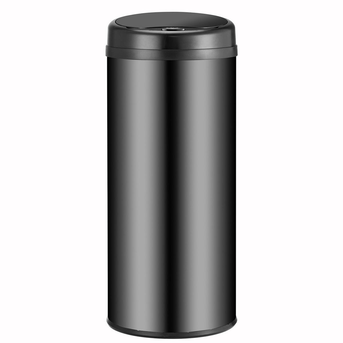 MÜLLEIMER rund 50L schwarz mit Sensor - Schwarz, Metall (31/77/31cm) - Juskys