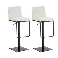 BARHOCKER 2er Set Lederlook Creme - Creme/Schwarz, Textil/Metall (42/86/44cm) - CLP