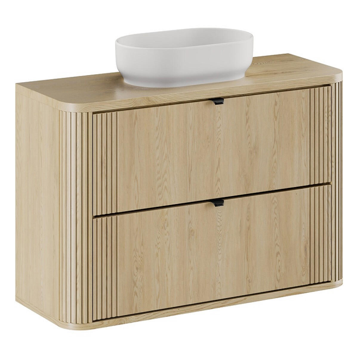 WASCHTISCHKOMBI 120 cm 3 Teile - Ovalia Cremona O BM408 in Cremona-Eiche - Eichefarben/Hellgrau, Holz/Keramik (120/54/46cm)