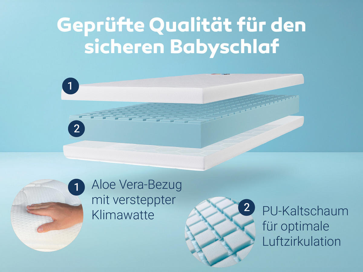 BABYMATRATZE Junior-Duo, mit Trittkante, Größe: 60x120 - Weiß, Textil (60/120cm) - Betten-ABC
