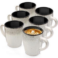 KAFFEEBECHER SET SANSIBAR - 6 teilig aus Steingut - Schwarz, Keramik (0.43L) - Sänger