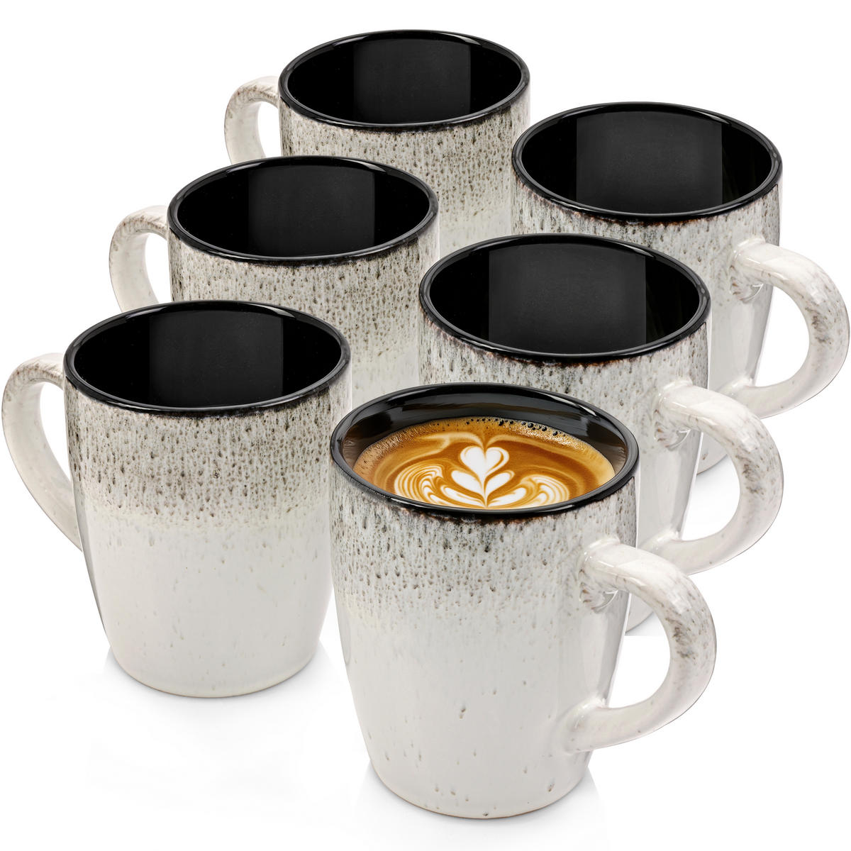 KAFFEEBECHER SET SANSIBAR - 6 teilig aus Steingut - Schwarz, Keramik (0.43L) - Sänger