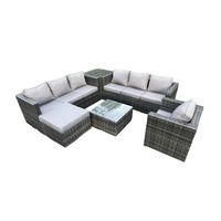 GARTENTISCHGRUPPE Polyrattan 8-Sitzer - Dunkelgrau, Metall - Fimous