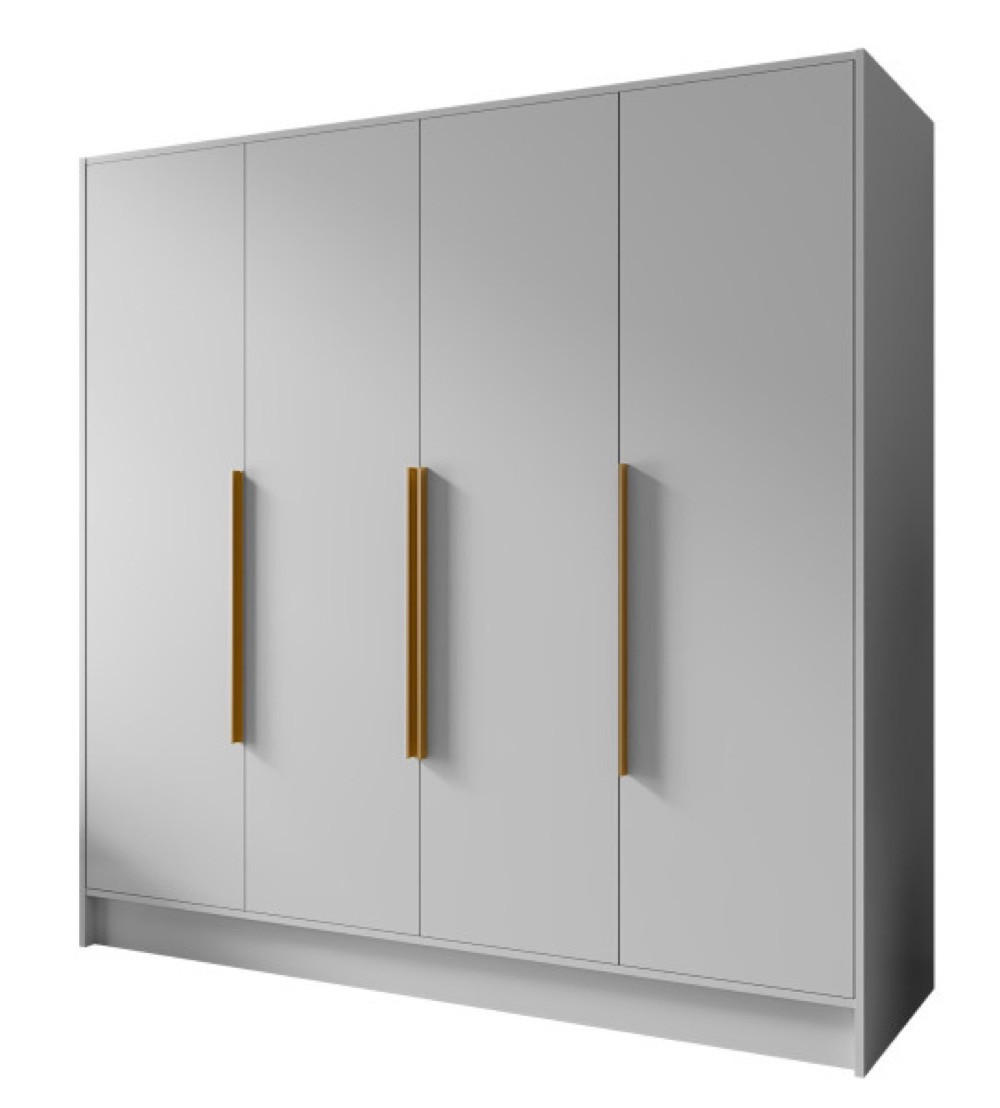 SCHRANK Weiß ORTO 200 G Glatt Ohne Spiegel Mit Goldenen Griffen - Goldfarben/Weiß, Holzwerkstoff (200/200/51cm) - Sepro Meble