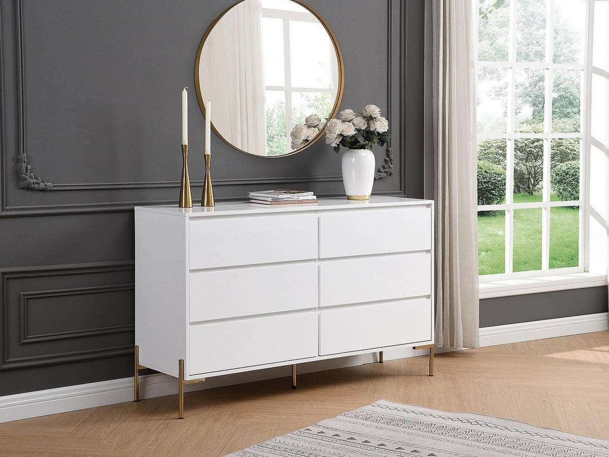 KOMMODE - 140 cm x 40 cm - holz - weiß Korasa - Weiß, Holz/Metall (140/82/40cm) - Vente-Unique
