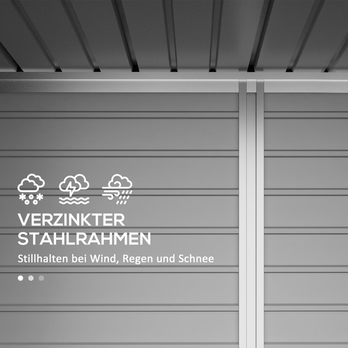 GERÄTEHAUS Stahl 249 x 121 x 166/183 cm - Grün, Metall (121/183/249cm) - Outsunny