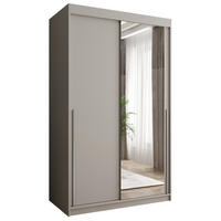 SCHIEBETÜRENSCHRANK mit Spiegel 120 cm Breite Kaschmirmit silbernem Griff - Kaschmir/Silberfarben, Holzwerkstoff (250/200/62cm) - Home Collective
