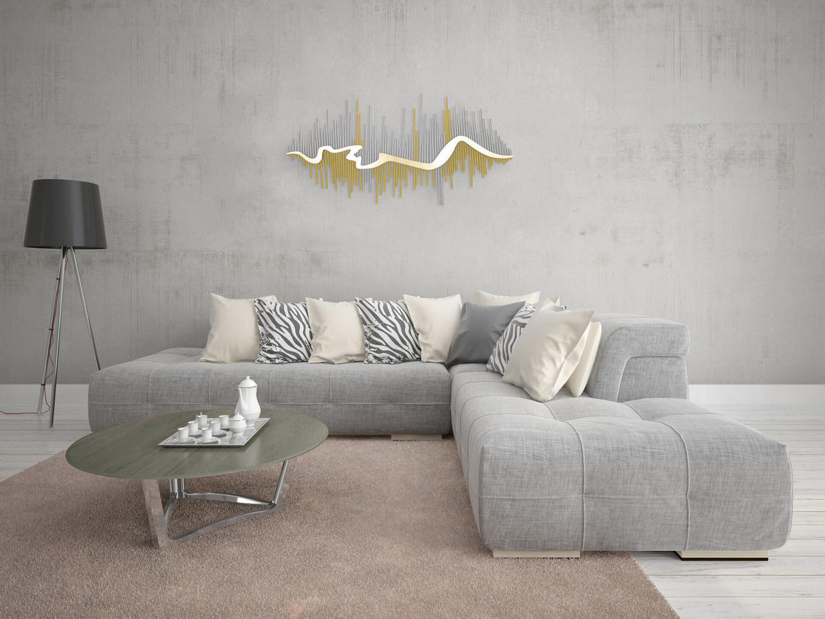 WANDDEKO Gold 107/53 cm - Silberfarben/Goldfarben, Metall (4.9/53/5cm) - KUNSTLOFT