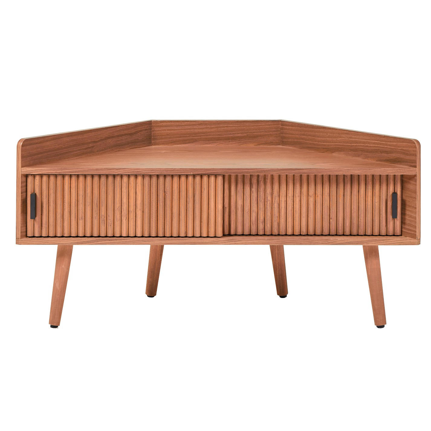 ECK-TV-SCHRANK Nussbaumholz Dunkelbraun 94 x 38 x 47 cm - Dunkelbraun, Holz (94/47/38cm) - Nordlys