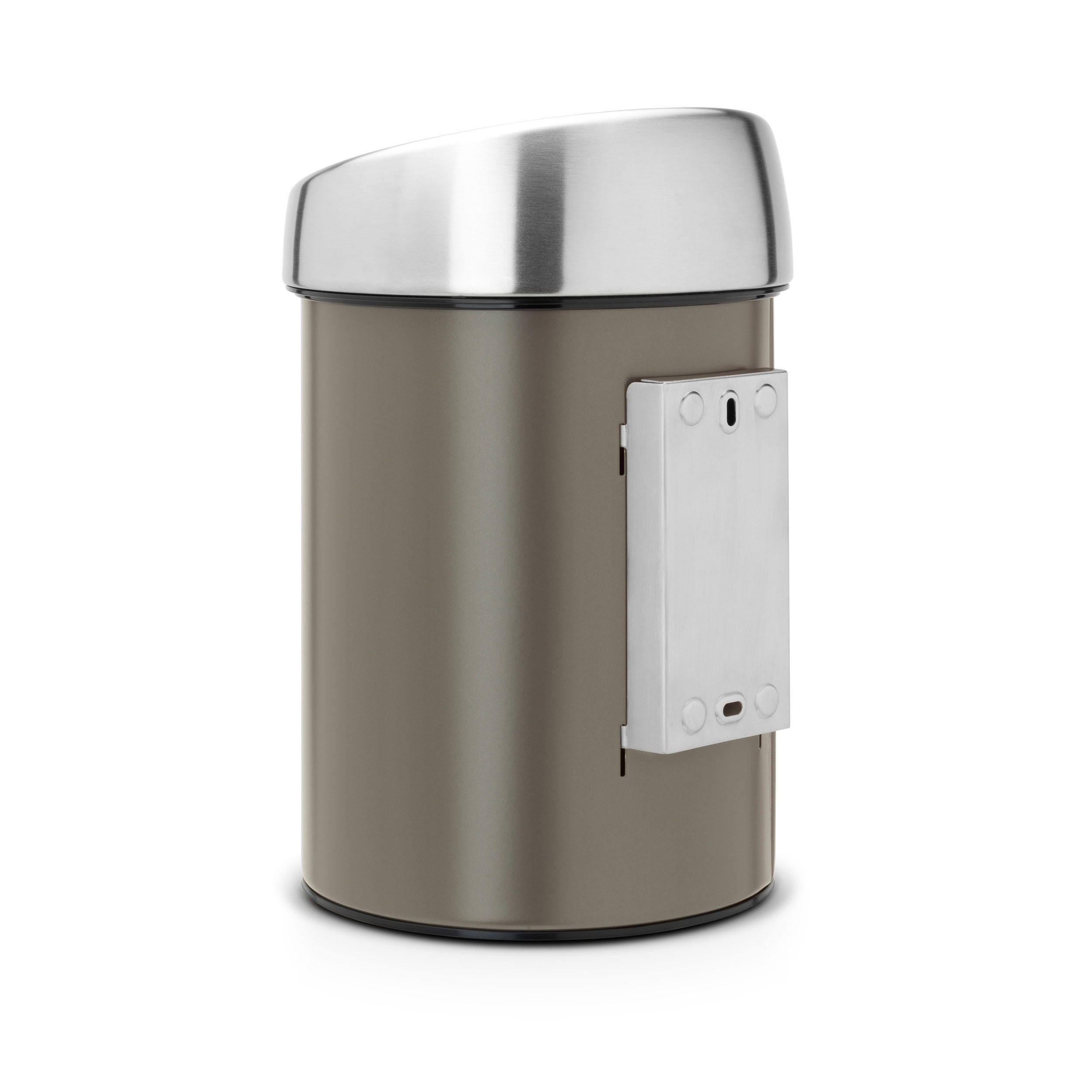 ABFALLEIMER Touch Bin mit Wandhalterung, Platinum, 3 L, 364464 - Silberfarben, Metall (18.5/29/18.5cm) - Brabantia