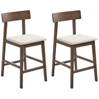 BARSTUHL 2er-Set Holz Dunkelbraun/Taupe Isanti - Dunkelbraun, Holz (44/92/54cm) - Beliani