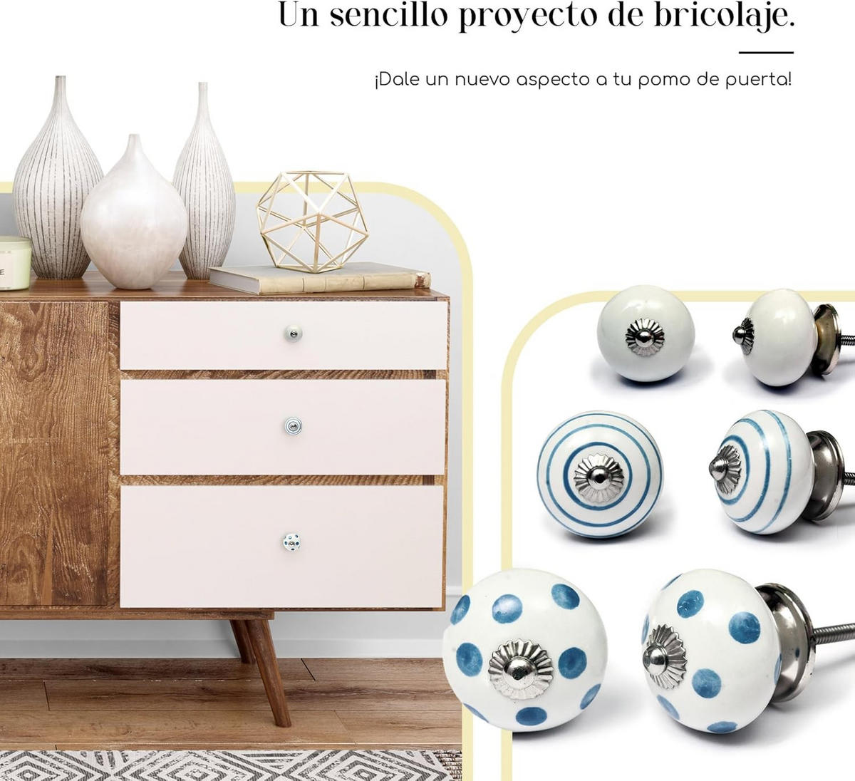 KERAMIKKNÖPFEN Set mit 10 in Weiß und Blau 40 mm Durchmesser. - Blau, Keramik (4/4/6.9cm) - Nacnic