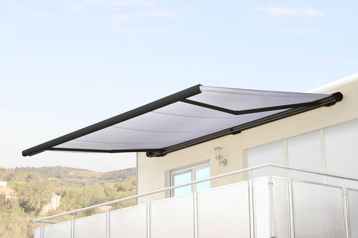 ELEKTRISCHE KASSETTENMARKISE Cremeweiß, Anthrazit - Anthrazit/Weiß, Textil (450/23/300cm) - MCW