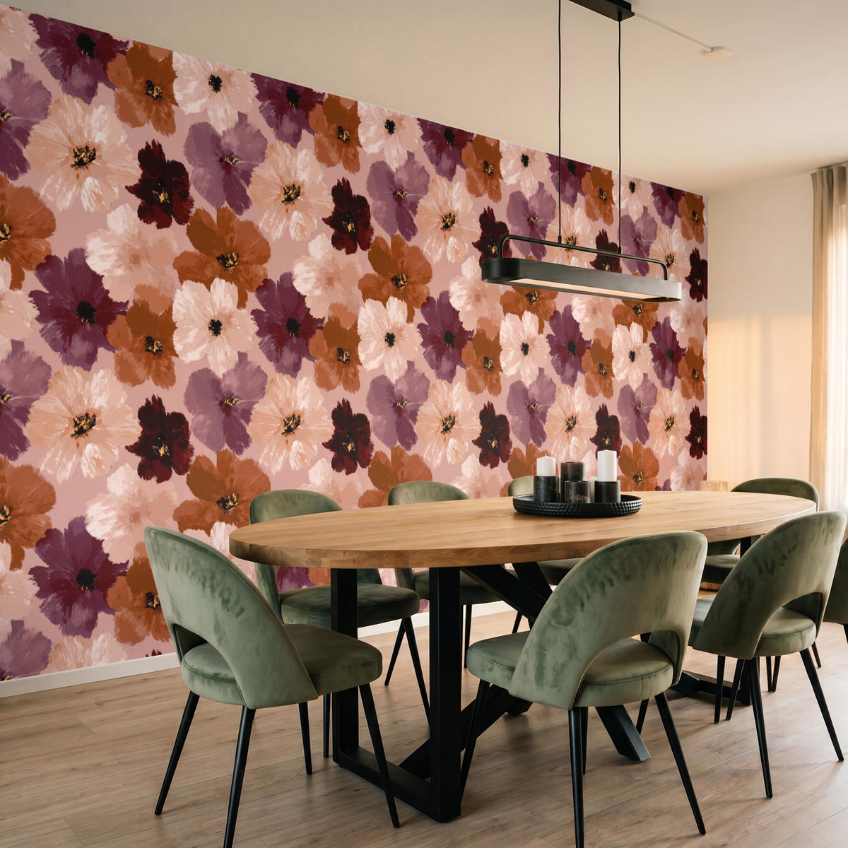 TAPETE - Blumen - Abstrakt - Erdtöne - 450x220 cm - Multicolor, Papier (450/220cm) - OnlyWow
