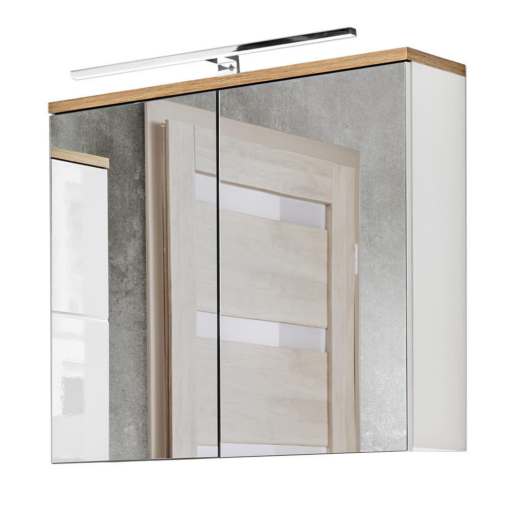 SPIEGELSCHRANK Luton-56 - Weiß, Holzwerkstoff (80/70/20cm) - Lomado