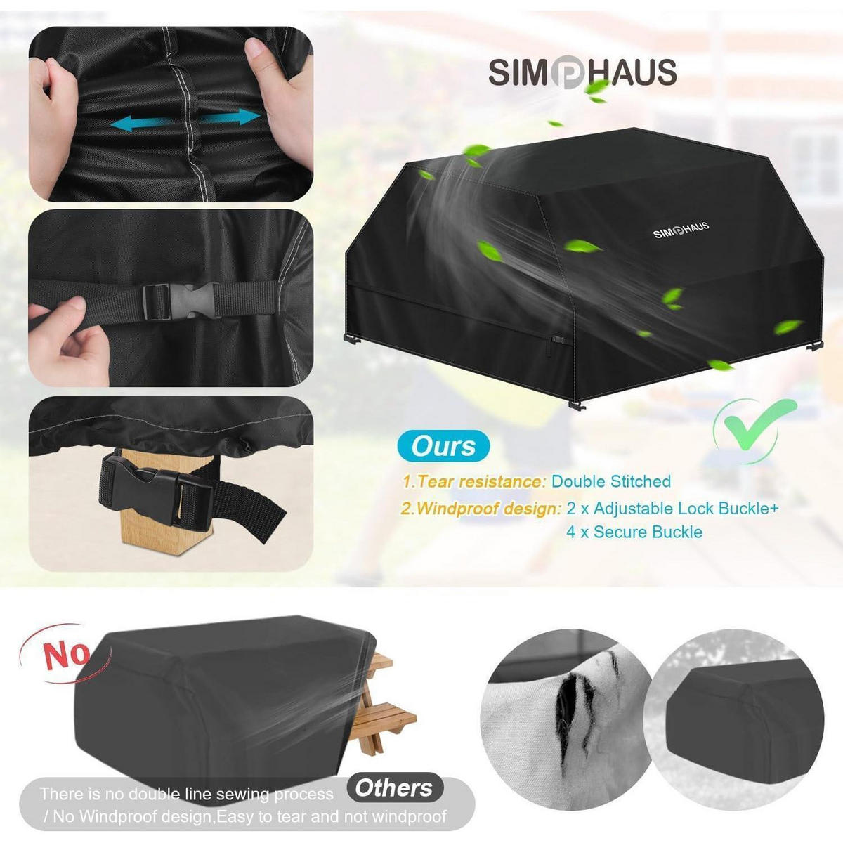 ABDECKHAUBE Kinder Picknicktisch 100/90/57 cm Schwarz - Schwarz, Kunststoff (1/1/1cm)