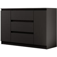 KOMMODE Lemon 120 cm mit zwei Türen und drei Schubladen Schwarzmatt - Schwarz, Holzwerkstoff (120/78/39cm) - Beautysofa