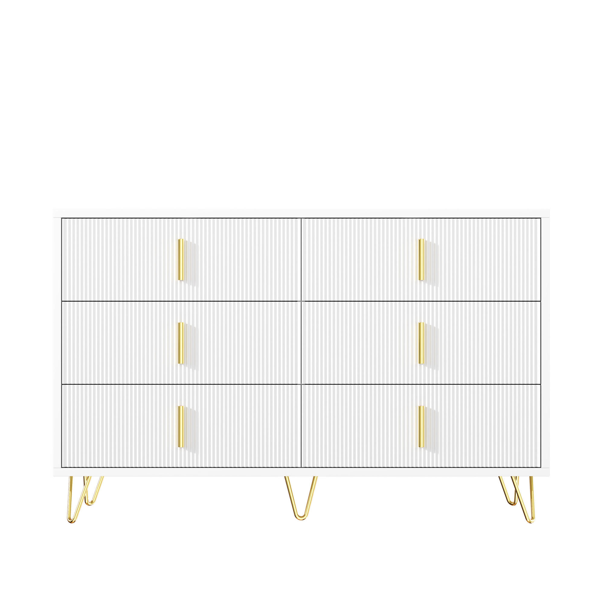 SIDEBOARD Weiß und Gold 120/40/77 cm - Weiß, Holzwerkstoff (120/77/40cm) - PANGIVO